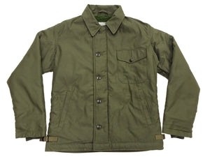Buzz Rickson's Men's U.S. Navy A-2 Deck Jacket Reproduction, 100% Cotton Back-Satin Shell with Synthetic Pile Lining, TALON Zipper and Concealed Wool Cuffs, Made in Japan (BR16016, 01 Olive Drab)