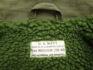 Buzz Rickson's Men's U.S. Navy A-2 Deck Jacket Reproduction, 100% Cotton Back-Satin Shell with Synthetic Pile Lining, TALON Zipper and Concealed Wool Cuffs, Made in Japan (BR16016, 01 Olive Drab)