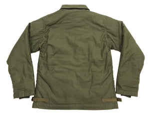 Buzz Rickson's Men's U.S. Navy A-2 Deck Jacket Reproduction, 100% Cotton Back-Satin Shell with Synthetic Pile Lining, TALON Zipper and Concealed Wool Cuffs, Made in Japan (BR16016, 01 Olive Drab)