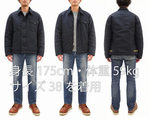 Buzz Rickson's Men's A-2 Deck Jacket, Navy Color Civilian Model Reproduction, 100% Cotton Back-Satin Shell with Synthetic Pile Lining, TALON Zipper and Concealed Wool Cuffs, Made in Japan (BR16017, 01 Navy)