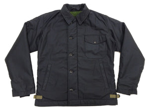 Buzz Rickson's Men's A-2 Deck Jacket, Navy Color Civilian Model Reproduction, 100% Cotton Back-Satin Shell with Synthetic Pile Lining, TALON Zipper and Concealed Wool Cuffs, Made in Japan (BR16017, 01 Navy)