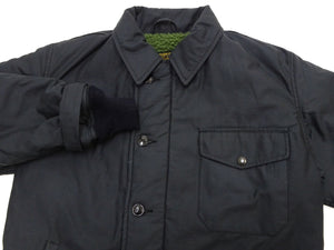 Buzz Rickson's Men's A-2 Deck Jacket, Navy Color Civilian Model Reproduction, 100% Cotton Back-Satin Shell with Synthetic Pile Lining, TALON Zipper and Concealed Wool Cuffs, Made in Japan (BR16017, 01 Navy)