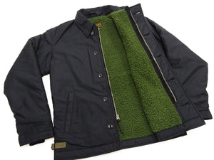 Buzz Rickson's Men's A-2 Deck Jacket, Navy Color Civilian Model Reproduction, 100% Cotton Back-Satin Shell with Synthetic Pile Lining, TALON Zipper and Concealed Wool Cuffs, Made in Japan (BR16017, 01 Navy)
