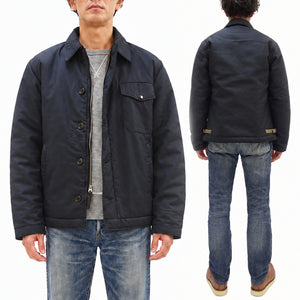 Buzz Rickson's Men's A-2 Deck Jacket, Navy Color Civilian Model Reproduction, 100% Cotton Back-Satin Shell with Synthetic Pile Lining, TALON Zipper and Concealed Wool Cuffs, Made in Japan (BR16017, 01 Navy)