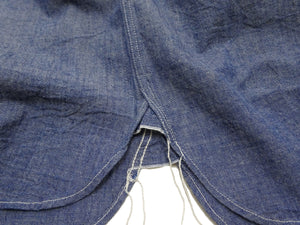 Buzz Rickson's Men's Blue Chambray Long-Sleeve Work Shirt, 100% Cotton, 1950s U.S. Navy Utility Shirt Reproduction, One-Wash, Made in Japan (BR25995)