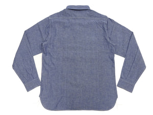 Buzz Rickson's Men's Blue Chambray Long-Sleeve Work Shirt, 100% Cotton, 1950s U.S. Navy Utility Shirt Reproduction, One-Wash, Made in Japan (BR25995)