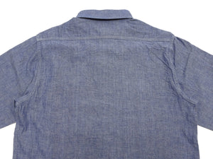 Buzz Rickson's Men's Blue Chambray Long-Sleeve Work Shirt, 100% Cotton, 1950s U.S. Navy Utility Shirt Reproduction, One-Wash, Made in Japan (BR25995)