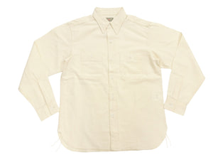 Buzz Rickson's Men's Off-White Chambray Long-Sleeve Work Shirt, Modified 1950s U.S. Navy Utility Shirt Design, Made in Japan (BR25996 105 Ecru-Toned Off-White)
