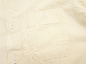 Buzz Rickson's Men's Off-White Chambray Long-Sleeve Work Shirt, Modified 1950s U.S. Navy Utility Shirt Design, Made in Japan (BR25996 105 Ecru-Toned Off-White)