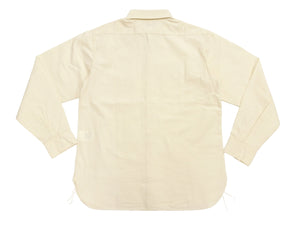 Buzz Rickson's Men's Off-White Chambray Long-Sleeve Work Shirt, Modified 1950s U.S. Navy Utility Shirt Design, Made in Japan (BR25996 105 Ecru-Toned Off-White)
