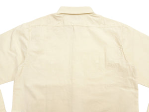 Buzz Rickson's Men's Off-White Chambray Long-Sleeve Work Shirt, Modified 1950s U.S. Navy Utility Shirt Design, Made in Japan (BR25996 105 Ecru-Toned Off-White)