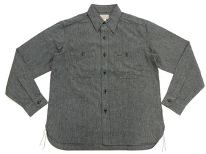Buzz Rickson Cotton Covert Work Shirt - Men's Casual Vintage-Style Long Sleeve Button Up Shirt BR26082 119 Heathered-Black