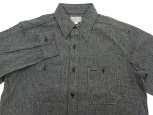 Buzz Rickson Cotton Covert Work Shirt - Men's Casual Vintage-Style Long Sleeve Button Up Shirt BR26082 119 Heathered-Black