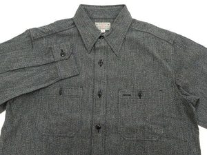 Buzz Rickson Cotton Covert Work Shirt - Men's Casual Vintage-Style Long Sleeve Button Up Shirt BR26082 119 Heathered-Black