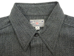 Buzz Rickson Cotton Covert Work Shirt - Men's Casual Vintage-Style Long Sleeve Button Up Shirt BR26082 119 Heathered-Black