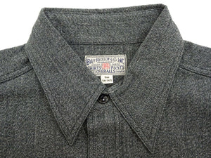 Buzz Rickson Cotton Covert Work Shirt - Men's Casual Vintage-Style Long Sleeve Button Up Shirt BR26082 119 Heathered-Black