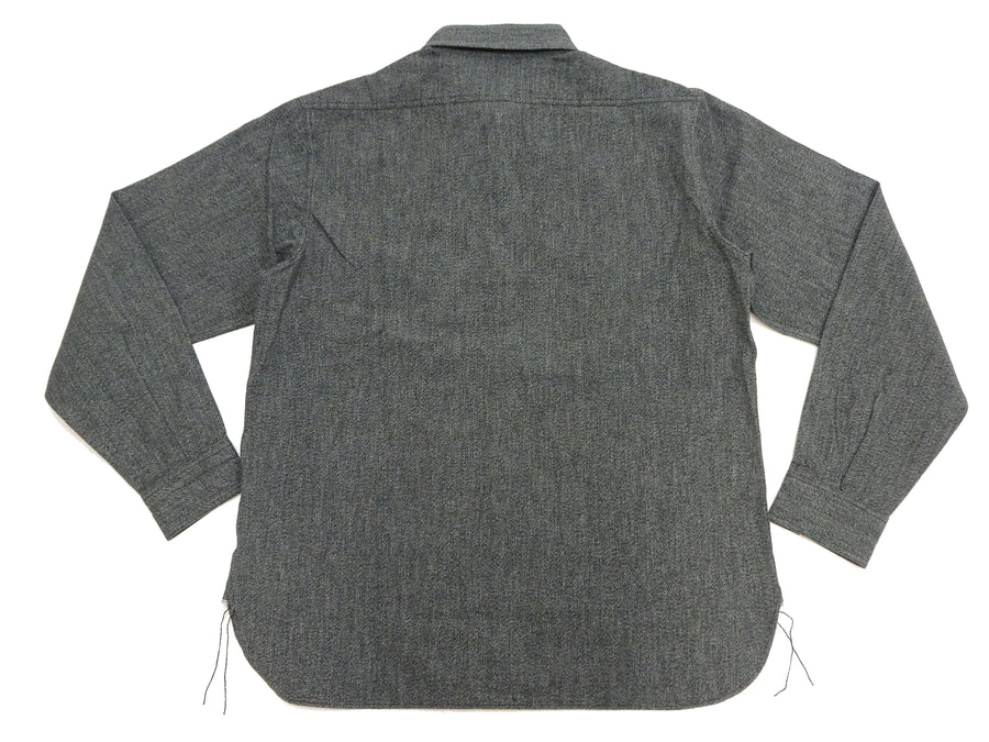 Buzz Rickson Cotton Covert Work Shirt - Men's Casual Vintage-Style Long Sleeve Button Up Shirt BR26082 119 Heathered-Black
