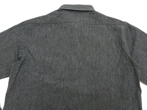 Buzz Rickson Cotton Covert Work Shirt - Men's Casual Vintage-Style Long Sleeve Button Up Shirt BR26082 119 Heathered-Black