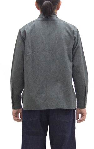 Buzz Rickson Cotton Covert Work Shirt - Men's Casual Vintage-Style Long Sleeve Button Up Shirt BR26082 119 Heathered-Black