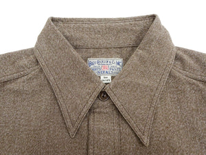 Buzz Rickson Cotton Covert Work Shirt - Men's Casual Vintage-Style Long Sleeve Button Up Shirt BR26082 138 Heathered-Brown