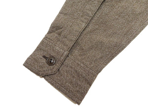 Buzz Rickson Cotton Covert Work Shirt - Men's Casual Vintage-Style Long Sleeve Button Up Shirt BR26082 138 Heathered-Brown