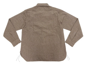 Buzz Rickson Cotton Covert Work Shirt - Men's Casual Vintage-Style Long Sleeve Button Up Shirt BR26082 138 Heathered-Brown
