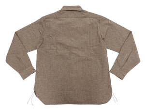 Buzz Rickson Cotton Covert Work Shirt - Men's Casual Vintage-Style Long Sleeve Button Up Shirt BR26082 138 Heathered-Brown