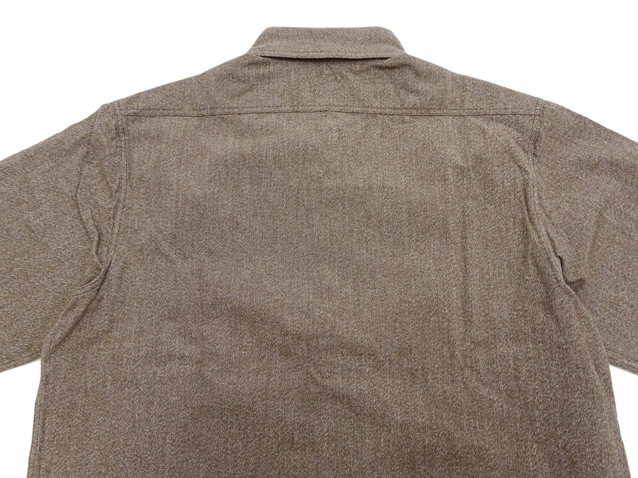 Buzz Rickson Cotton Covert Work Shirt - Men's Casual Vintage-Style Long Sleeve Button Up Shirt BR26082 138 Heathered-Brown