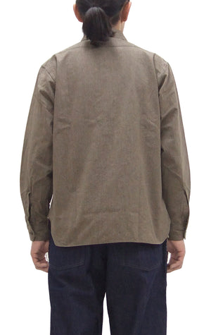 Buzz Rickson Cotton Covert Work Shirt - Men's Casual Vintage-Style Long Sleeve Button Up Shirt BR26082 138 Heathered-Brown