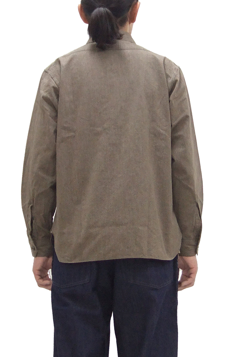 Buzz Rickson Cotton Covert Work Shirt - Men's Casual Vintage-Style Long Sleeve Button Up Shirt BR26082 138 Heathered-Brown