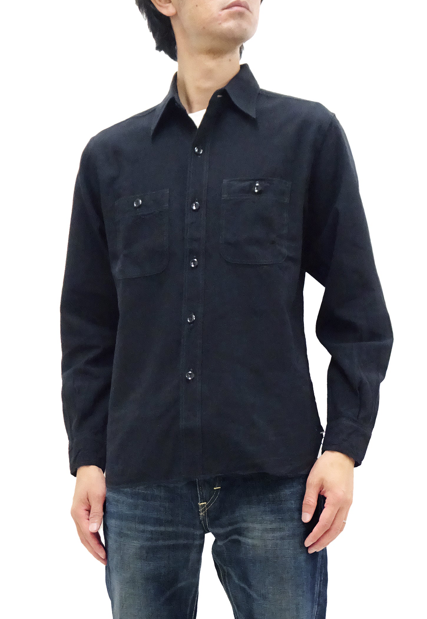 Black Denim Full Sleeves Shirt|147024801