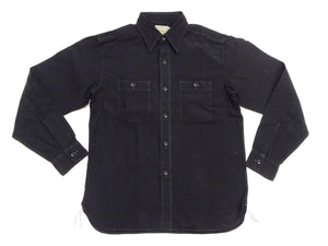 Buzz Rickson's William Gibson Men's Black Chambray Work Shirt, Long-Sleeve Button-Up Shirt, Made in Japan BR29143