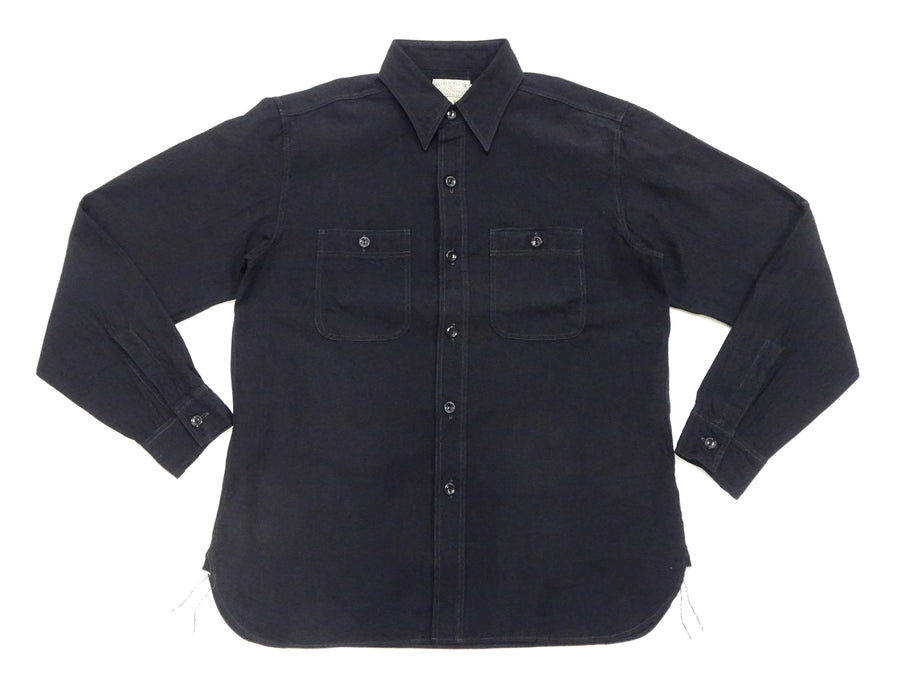 Buzz Rickson Shirt Men's William Gibson Plain Long Sleeve Chambray Shirt BR29143 Black