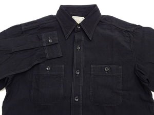 Buzz Rickson's William Gibson Men's Black Chambray Work Shirt, Long-Sleeve Button-Up Shirt, Made in Japan BR29143