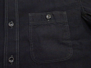 Buzz Rickson's William Gibson Men's Black Chambray Work Shirt, Long-Sleeve Button-Up Shirt, Made in Japan BR29143