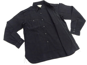 Buzz Rickson's William Gibson Men's Black Chambray Work Shirt, Long-Sleeve Button-Up Shirt, Made in Japan BR29143