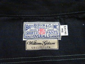Buzz Rickson's William Gibson Men's Black Chambray Work Shirt, Long-Sleeve Button-Up Shirt, Made in Japan BR29143