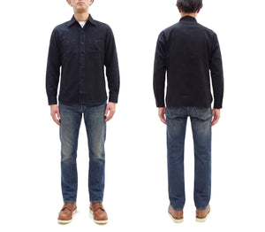 Buzz Rickson's William Gibson Men's Black Chambray Work Shirt, Long-Sleeve Button-Up Shirt, Made in Japan BR29143