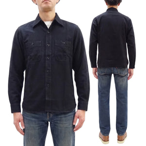 Buzz Rickson's William Gibson Men's Black Chambray Work Shirt, Long-Sleeve Button-Up Shirt, Made in Japan BR29143