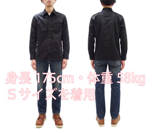 Buzz Rickson's Men's Herringbone Work Shirt, High-Density Cotton Long-Sleeve Button-Up Shirt, Made in Japan (BR29390 119 Black)