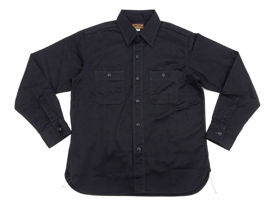 Buzz Rickson Herringbone Shirt Men's Casual Long Sleeve Plain HBT Button Up Work Shirt BR29390 119 Black