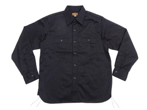 Buzz Rickson's Men's Herringbone Work Shirt, High-Density Cotton Long-Sleeve Button-Up Shirt, Made in Japan (BR29390 119 Black)