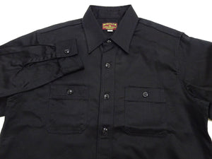 Buzz Rickson's Men's Herringbone Work Shirt, High-Density Cotton Long-Sleeve Button-Up Shirt, Made in Japan (BR29390 119 Black)