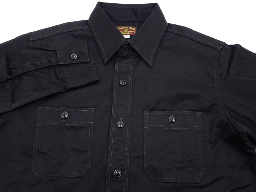 Buzz Rickson Herringbone Shirt Men's Casual Long Sleeve Plain HBT Button Up Work Shirt BR29390 119 Black