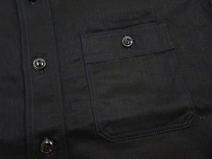 Buzz Rickson's Men's Herringbone Work Shirt, High-Density Cotton Long-Sleeve Button-Up Shirt, Made in Japan (BR29390 119 Black)