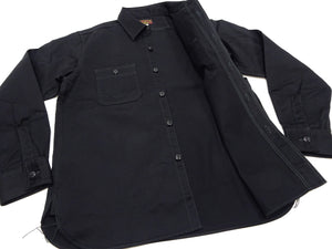 Buzz Rickson Herringbone Shirt Men's Casual Long Sleeve Plain HBT Button Up Work Shirt BR29390 119 Black