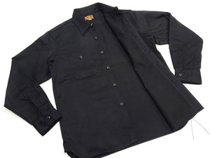 Buzz Rickson's Men's Herringbone Work Shirt, High-Density Cotton Long-Sleeve Button-Up Shirt, Made in Japan (BR29390 119 Black)