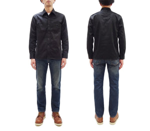 Buzz Rickson's Men's Herringbone Work Shirt, High-Density Cotton Long-Sleeve Button-Up Shirt, Made in Japan (BR29390 119 Black)