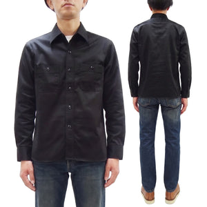 Buzz Rickson's Men's Herringbone Work Shirt, High-Density Cotton Long-Sleeve Button-Up Shirt, Made in Japan (BR29390 119 Black)