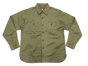 Buzz Rickson Herringbone Shirt Men's Casual Long Sleeve Plain HBT Button Up Work Shirt BR29390 149 Olive